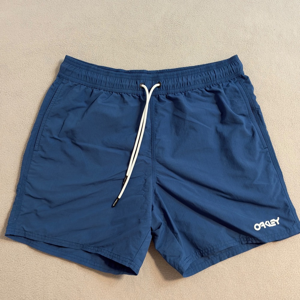 Oakley Mens Blue Swim Trunks Small Shorts Elastic Waist Casual Beach